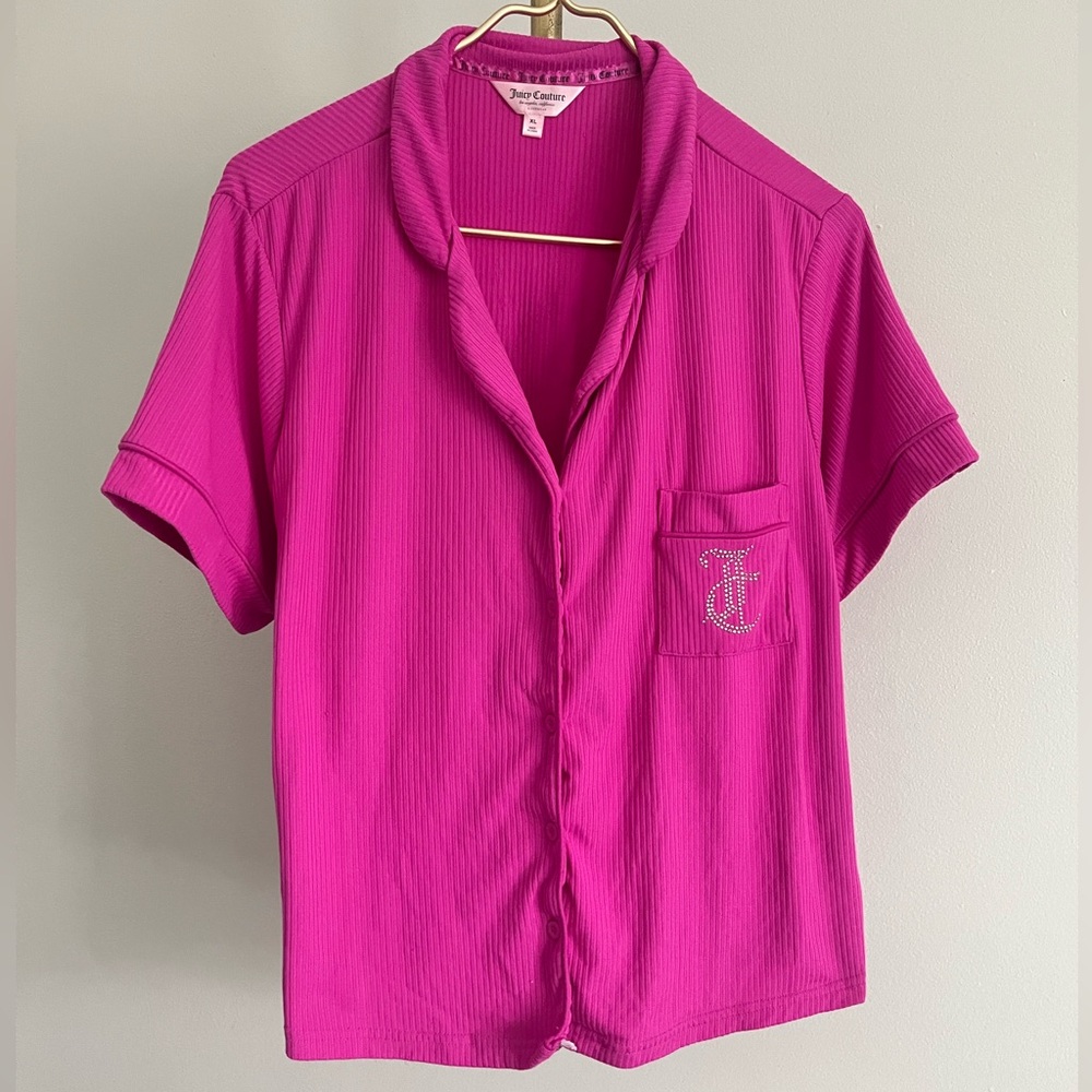 Juicy Couture Vibrant Pink pajama Ribbed Blouse XL